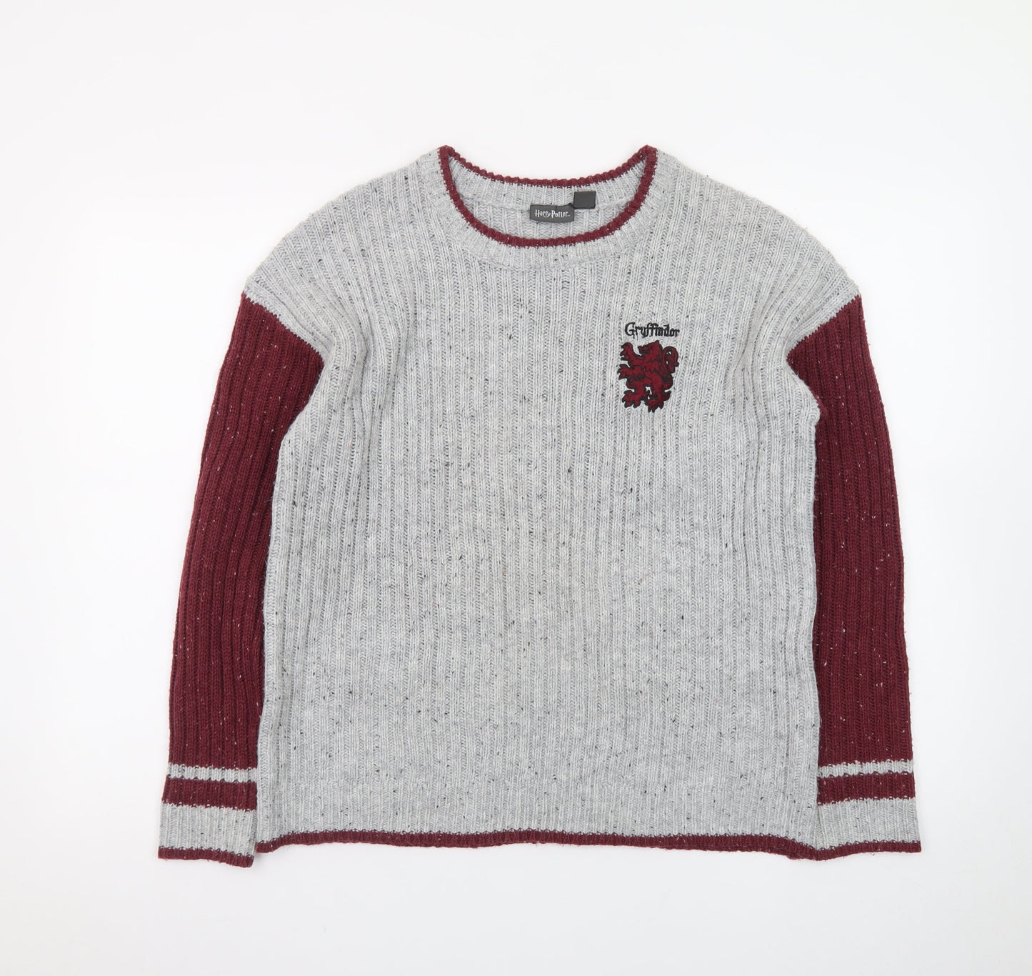 Harry Potter Unisex Grey Gryffindor Knit Jumper Size S Crew Neck