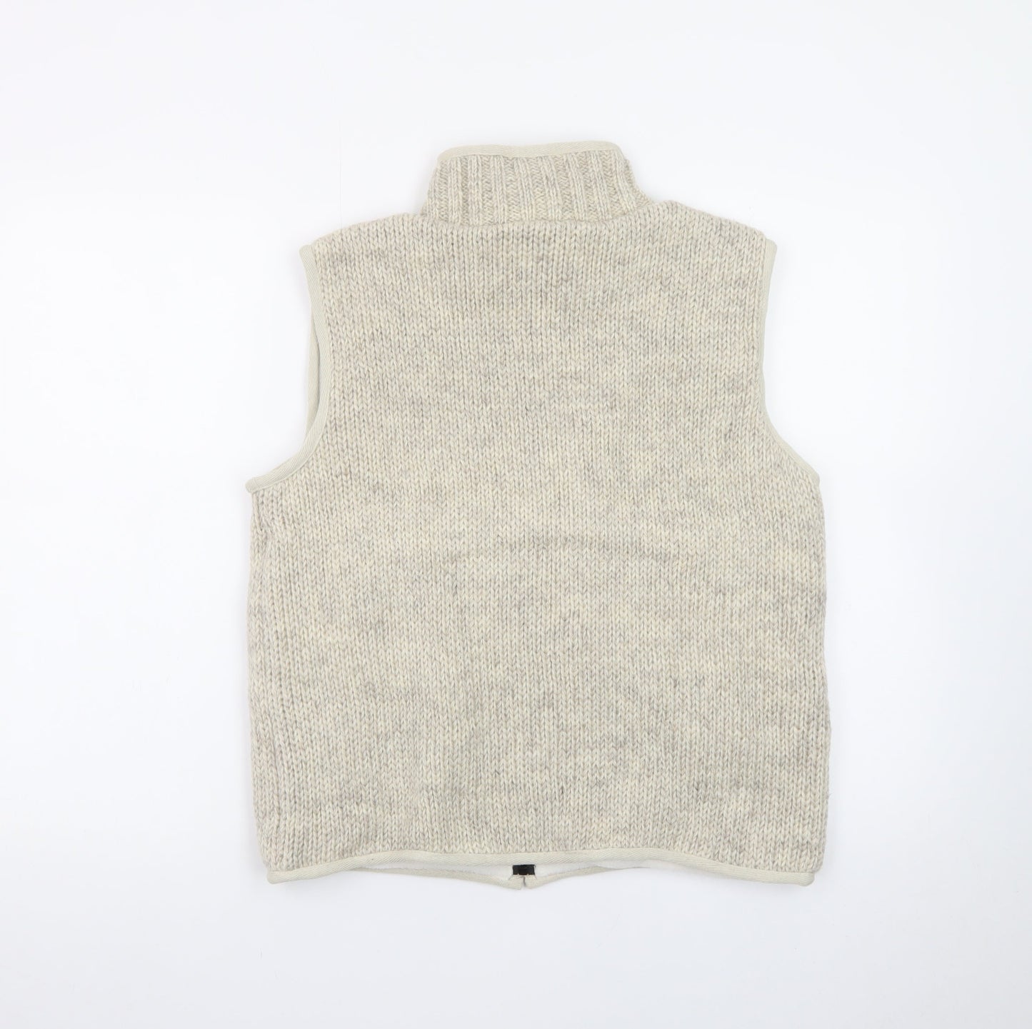 Pachamama Womens Beige Wool Knit Full Zip Vest Jumper S