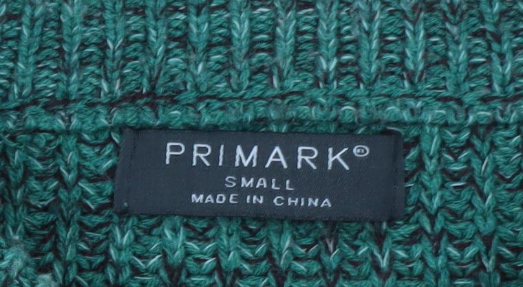 Primark Men's Green Chunky Knit Crew Neck Jumper Size S