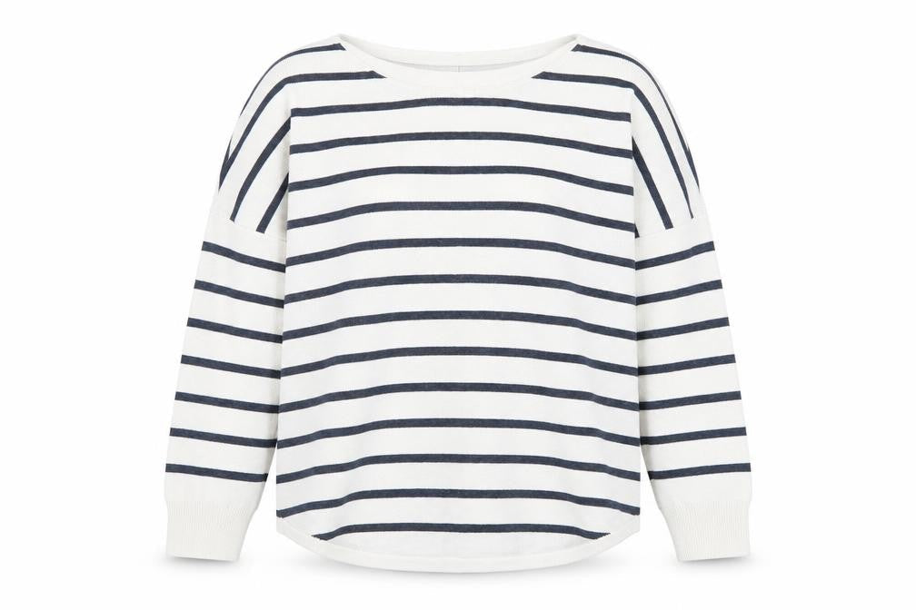 French Connection Women's White Striped Cotton Jumper XS