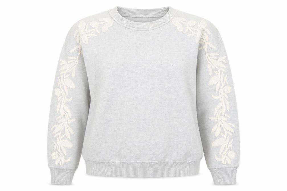 Mint Velvet Women's Grey Embroidered Crew Neck Jumper Size 10