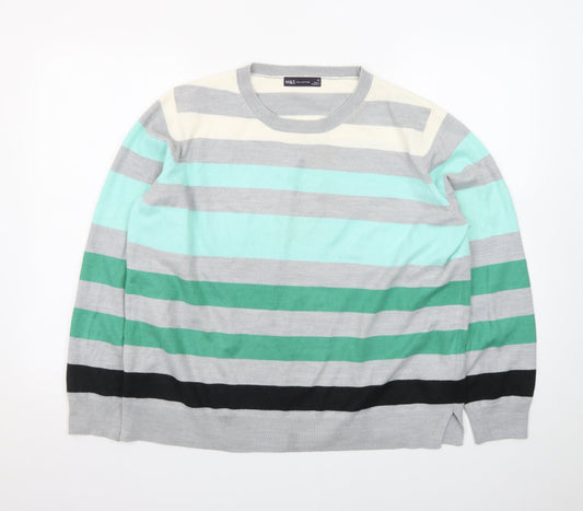 Marks and Spencer Women's Multicoloured Striped Pullover Jumper Size 18