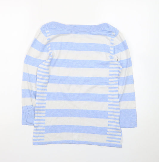Next Women's Blue Stripe Boat Neck Pullover Jumper Size 8