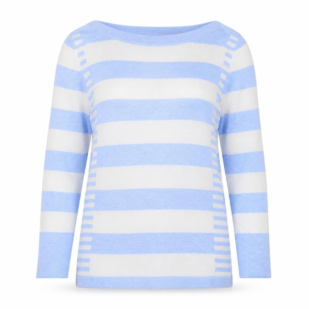 Next Women's Blue Stripe Boat Neck Pullover Jumper Size 8