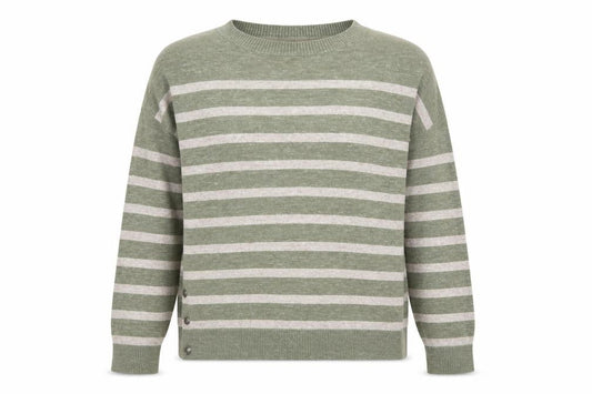 FatFace Women's Green Striped Cotton Pullover Jumper UK 8