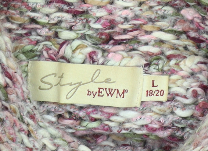 EWM Womens Multicoloured Roll Neck Chunky Knit Jumper Size L 18/20