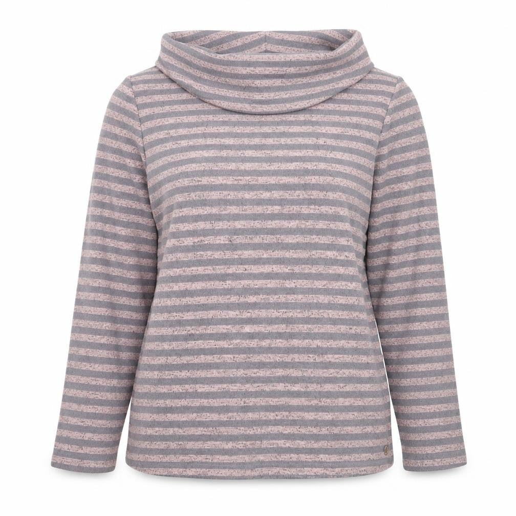 Pennyplain Women's Grey Striped Cowl Neck Long Sleeve Pullover Jumper Size 10