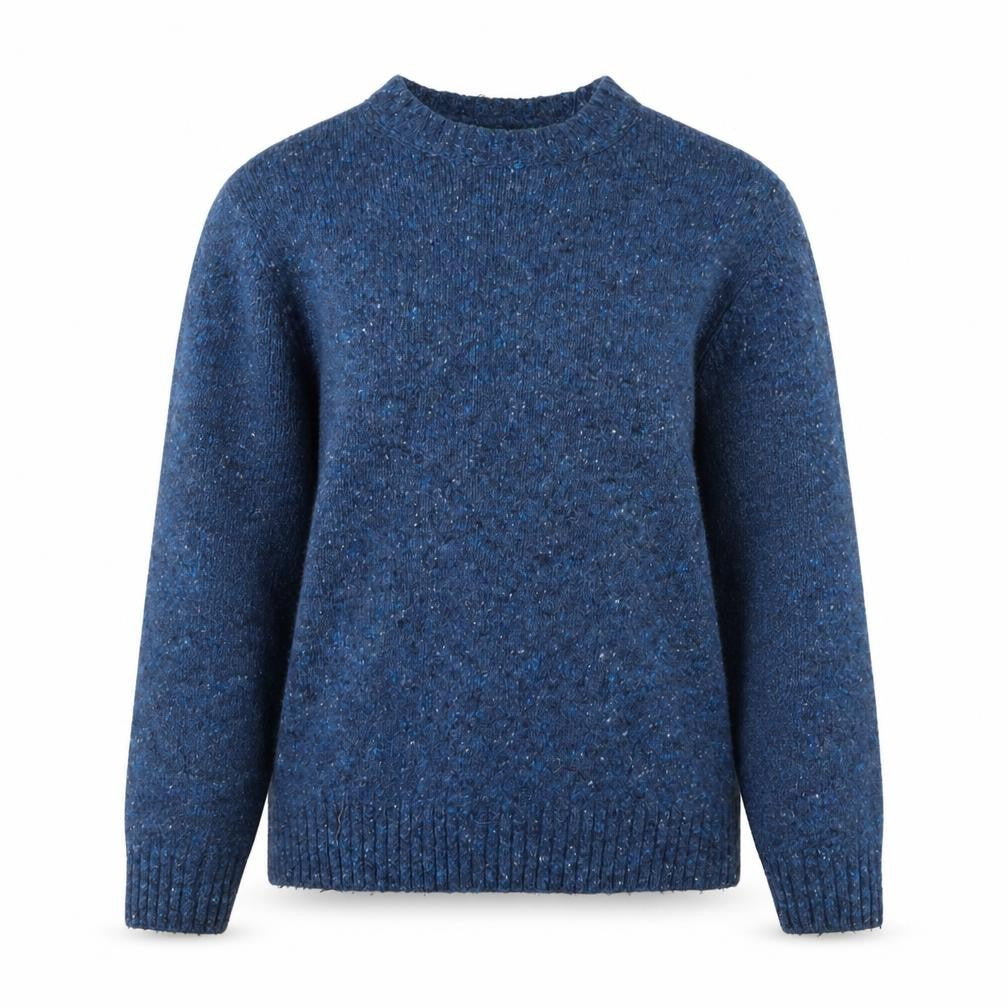 Alan Paine Women's Blue Wool Blend Chunky-Knit Pullover Jumper Size 16