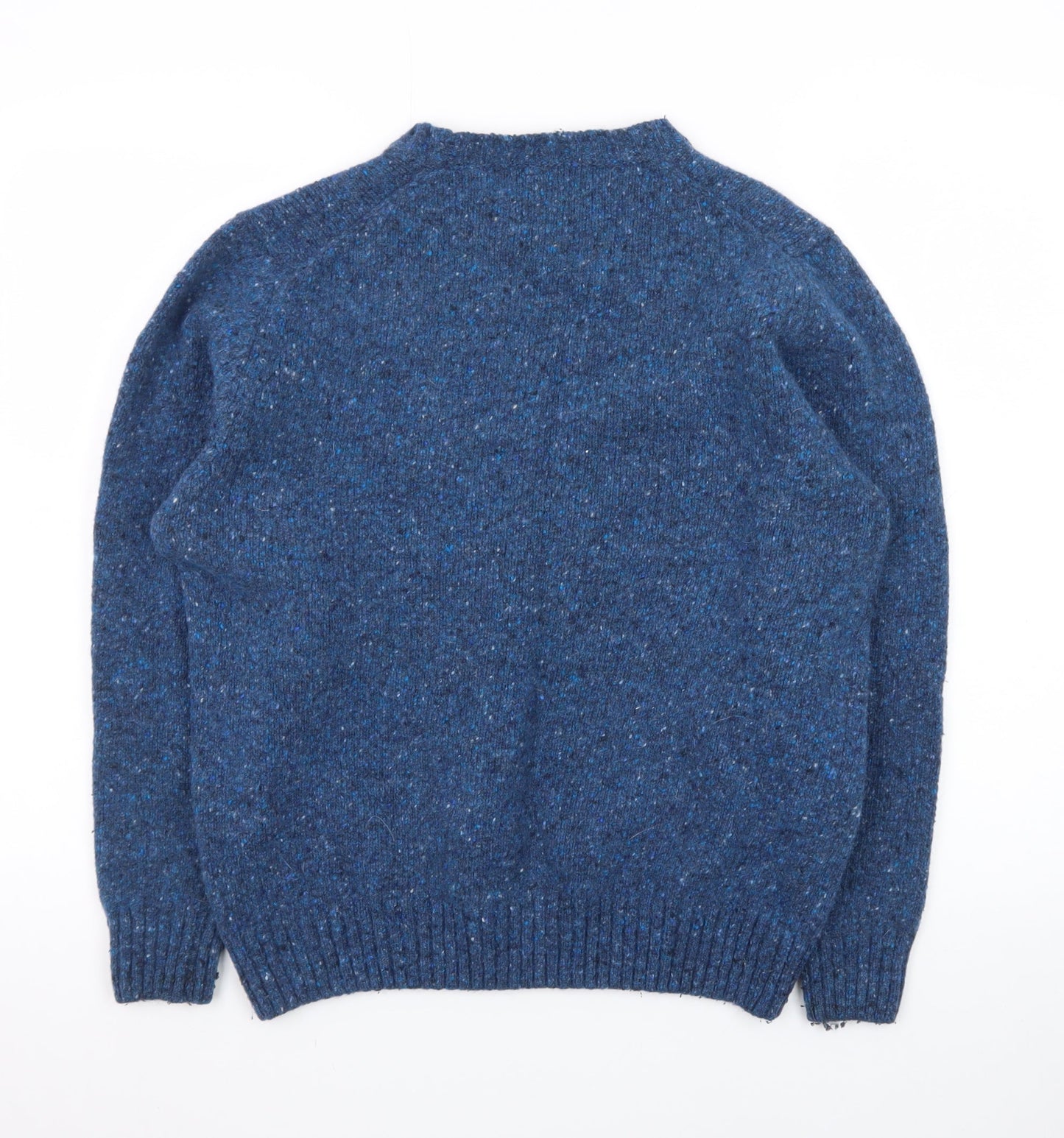 Alan Paine Women's Blue Wool Blend Chunky-Knit Pullover Jumper Size 16