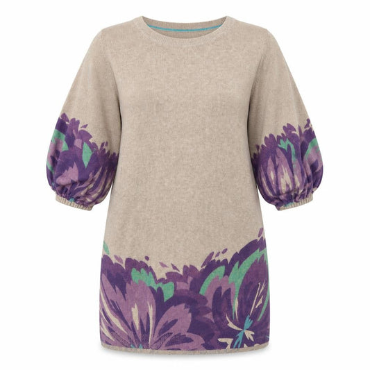 Marks & Spencer Women Beige Floral Cashmere Shift Dress Size 16