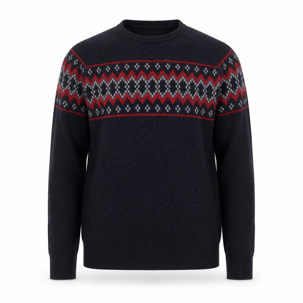 GAP Men’s Black Fair Isle Wool Crew Neck Jumper Size L