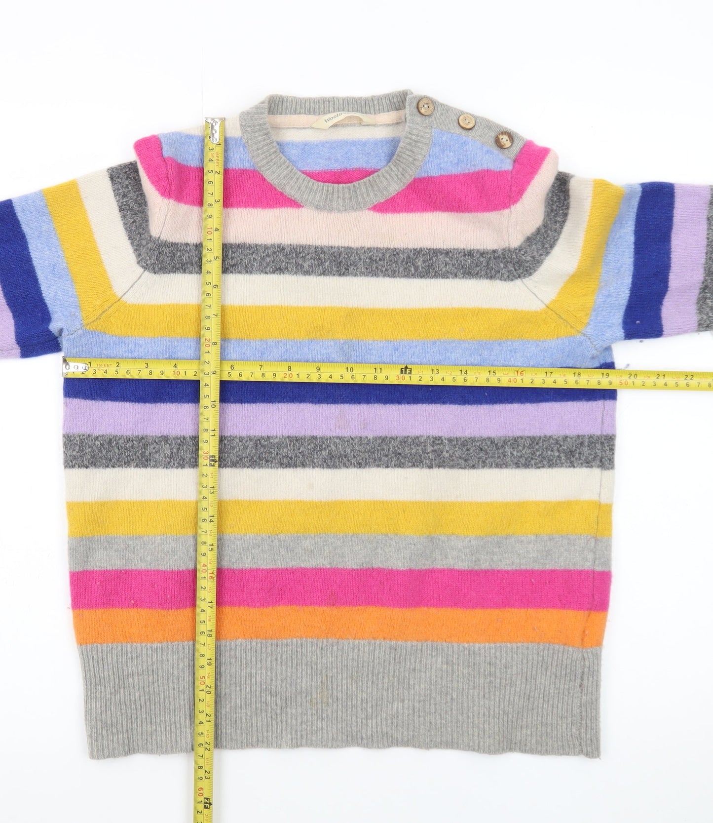 Woolovers Women's Multicoloured Striped Wool Pullover Jumper M