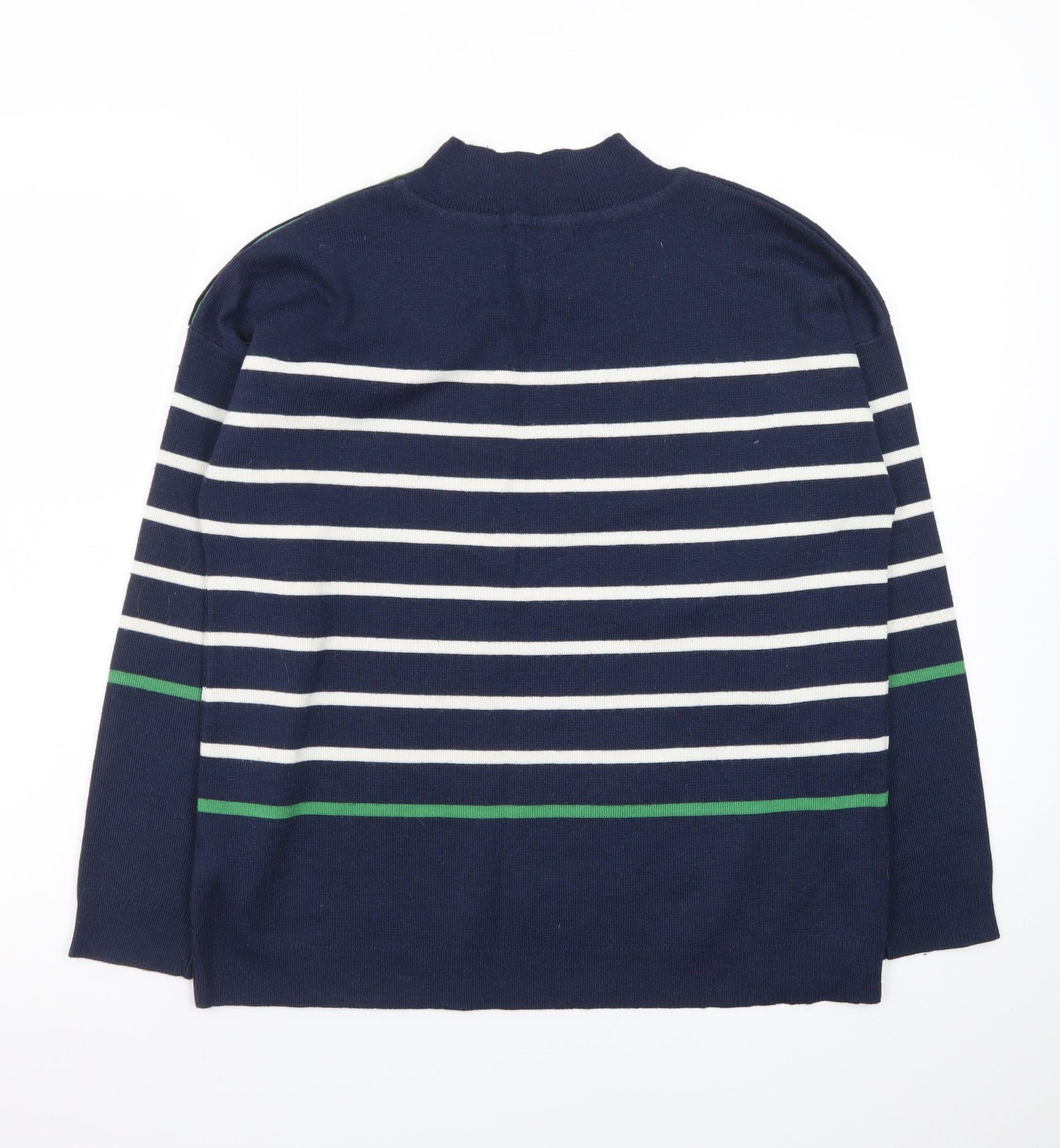 Damart Women Blue Striped Mock Neck Pullover Jumper Size 14