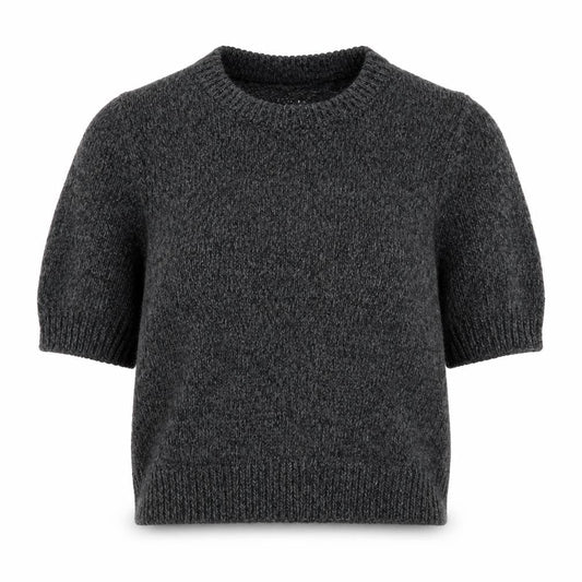 Zara Women Grey Wool Blend Short Sleeve Crew Neck Jumper XS