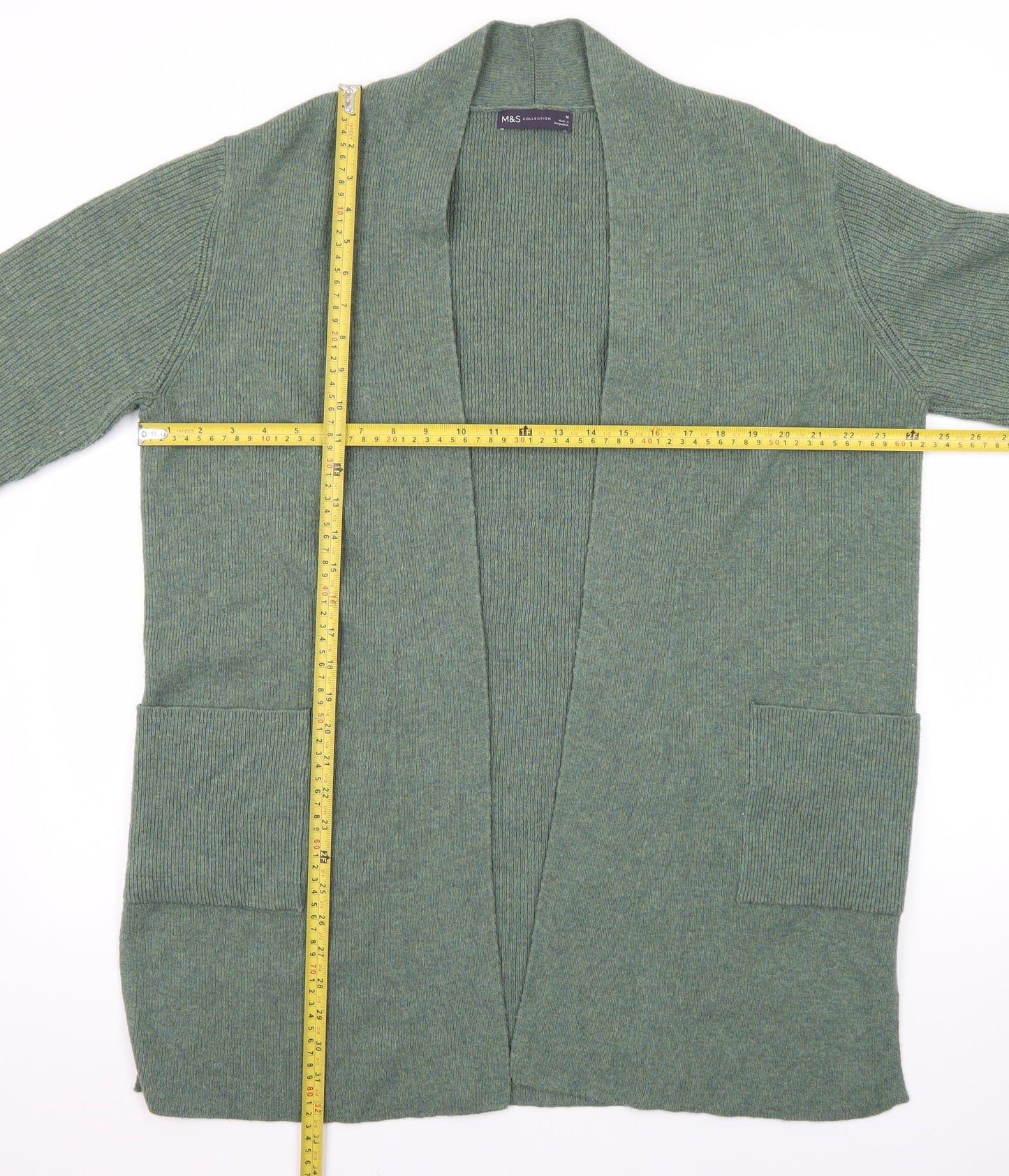 Marks and Spencer Women’s Green Long Knit Open Cardigan Size 16