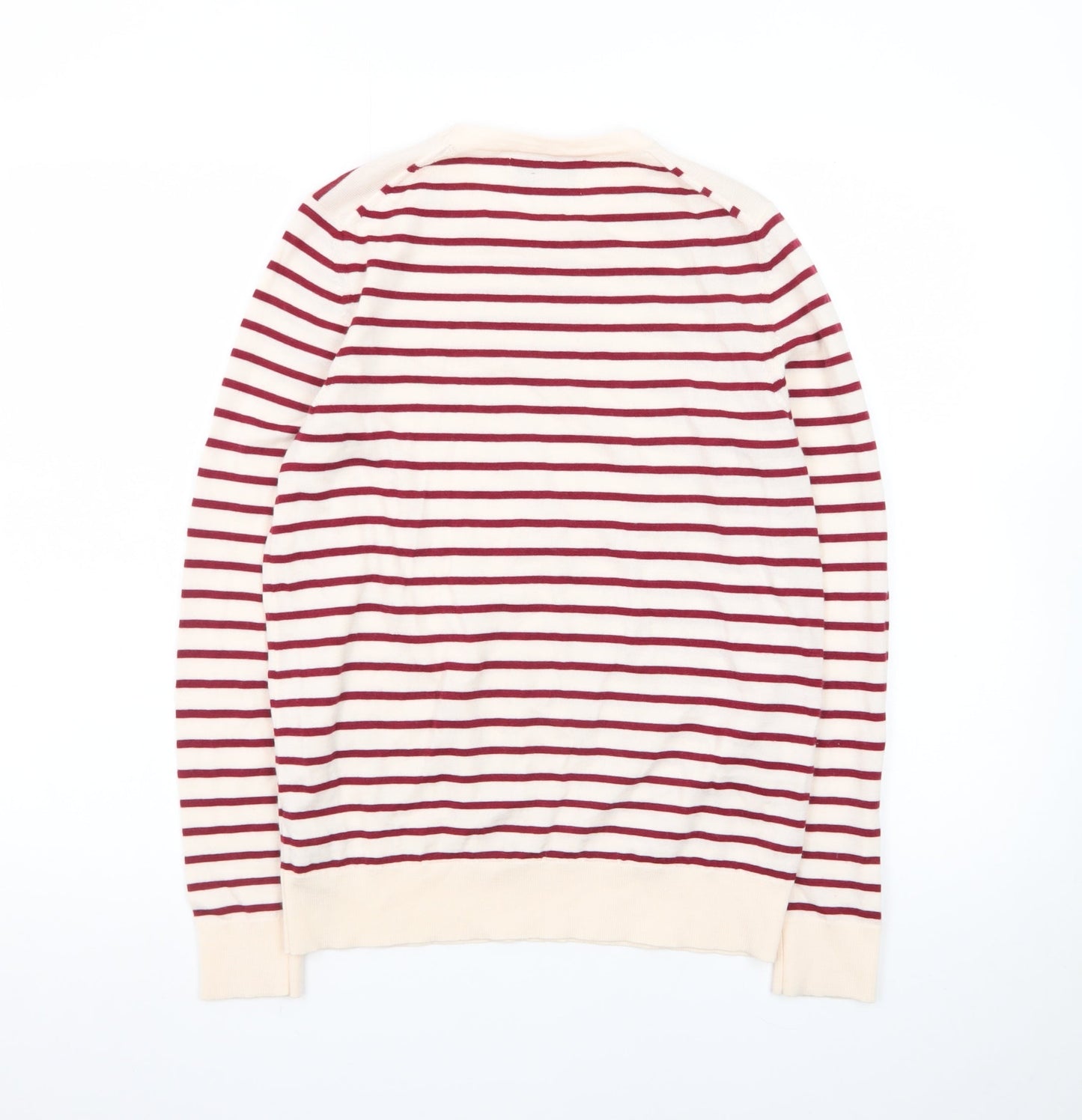 Marks and Spencer Women Red Stripe Merino Wool Jumper Size 12
