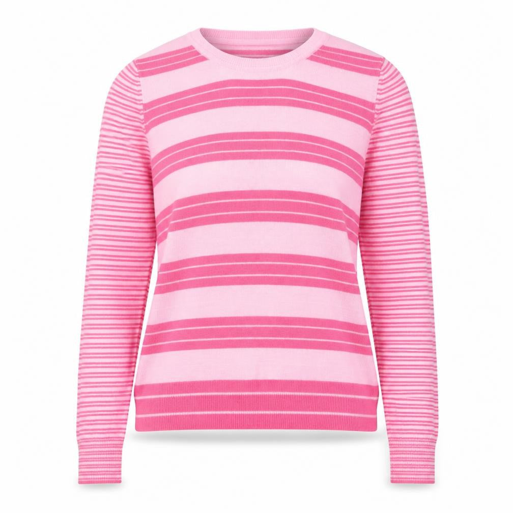 Marks & Spencer Women Pink Striped Crew Neck Jumper Size 10