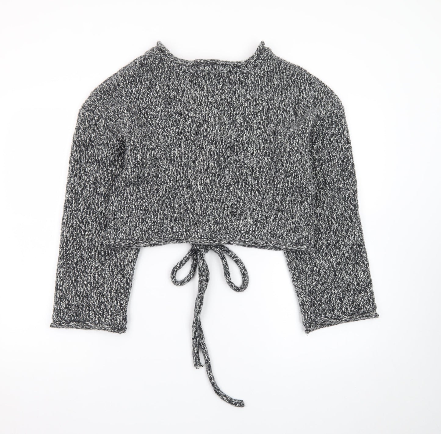 Pull&Bear Women’s Grey Chunky-Knit Tie Front Cardigan Size S
