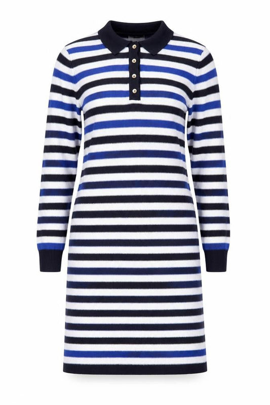Tu Women Blue Striped Collared Knit Shirt Dress Size 16