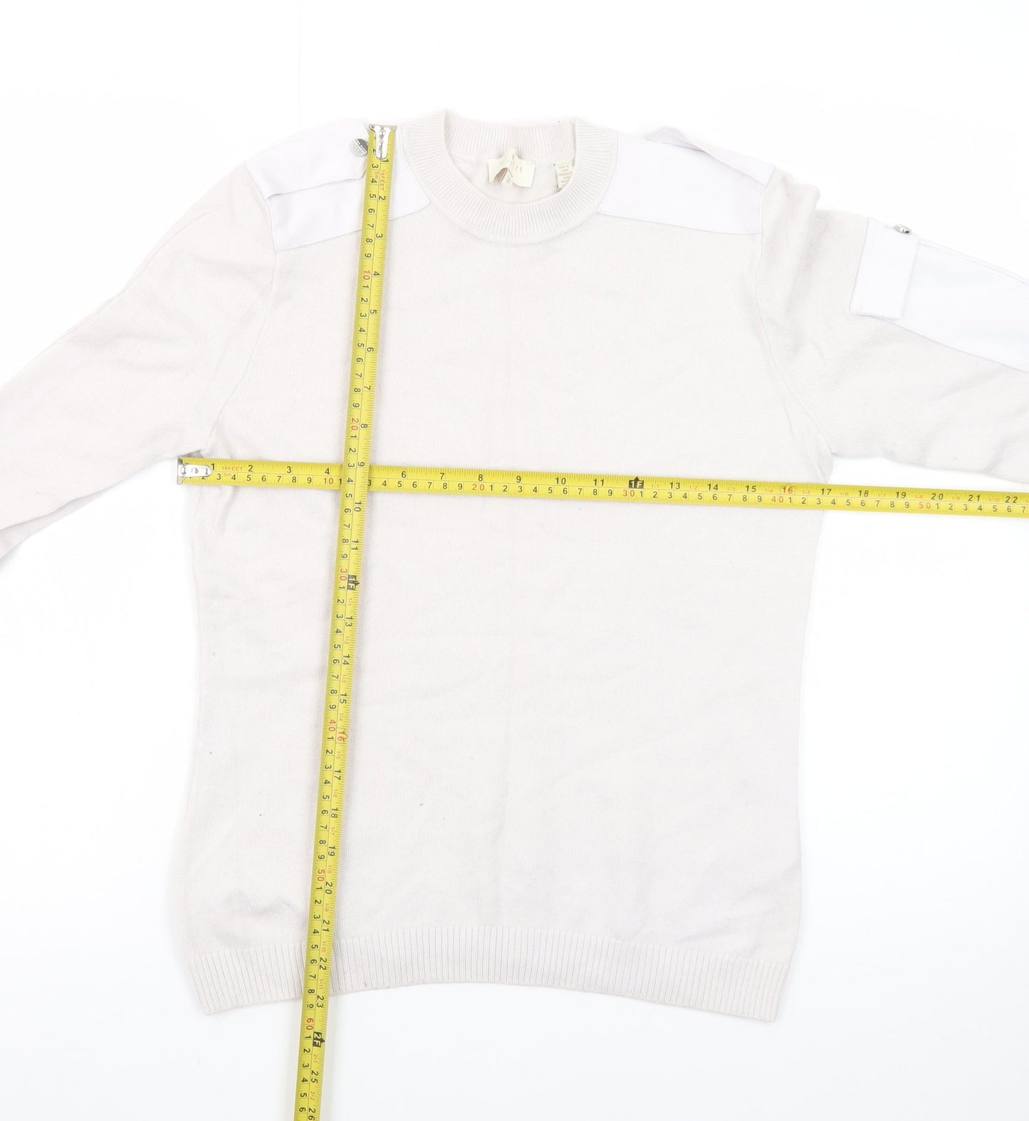 Ted Baker Women Ivory Crew Neck Cotton Pullover Jumper Size 10
