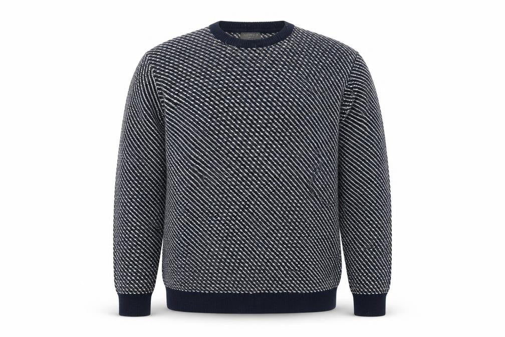 Limited Edition Men's Blue Cotton Blend Crew Neck Pullover XXL