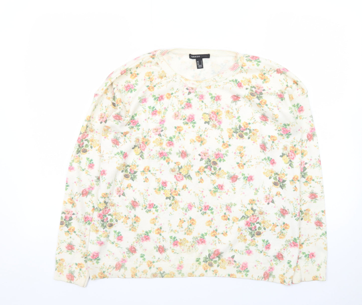 Mango Women’s Multicoloured Floral Crew Neck Jumper Size 12