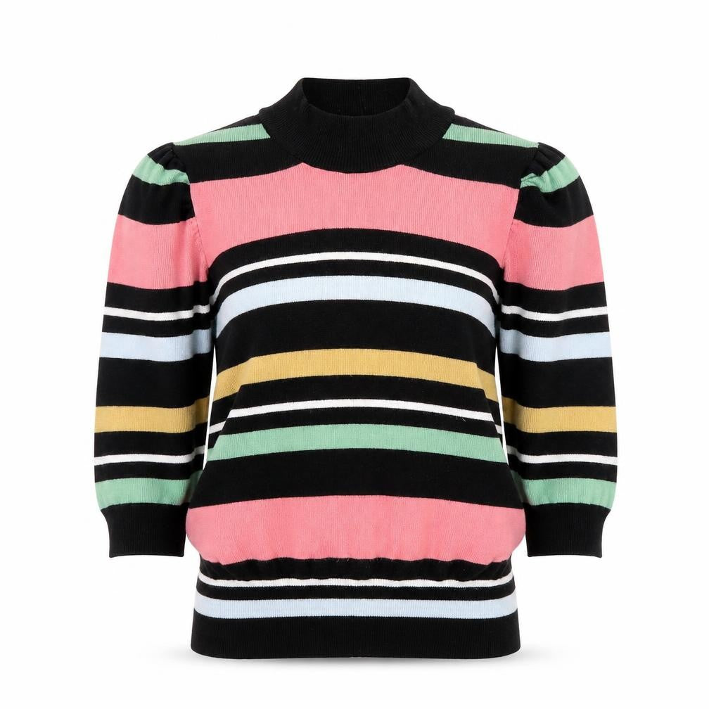 BCBGGeneration Women's Multicoloured Striped Mock Neck Jumper Size S