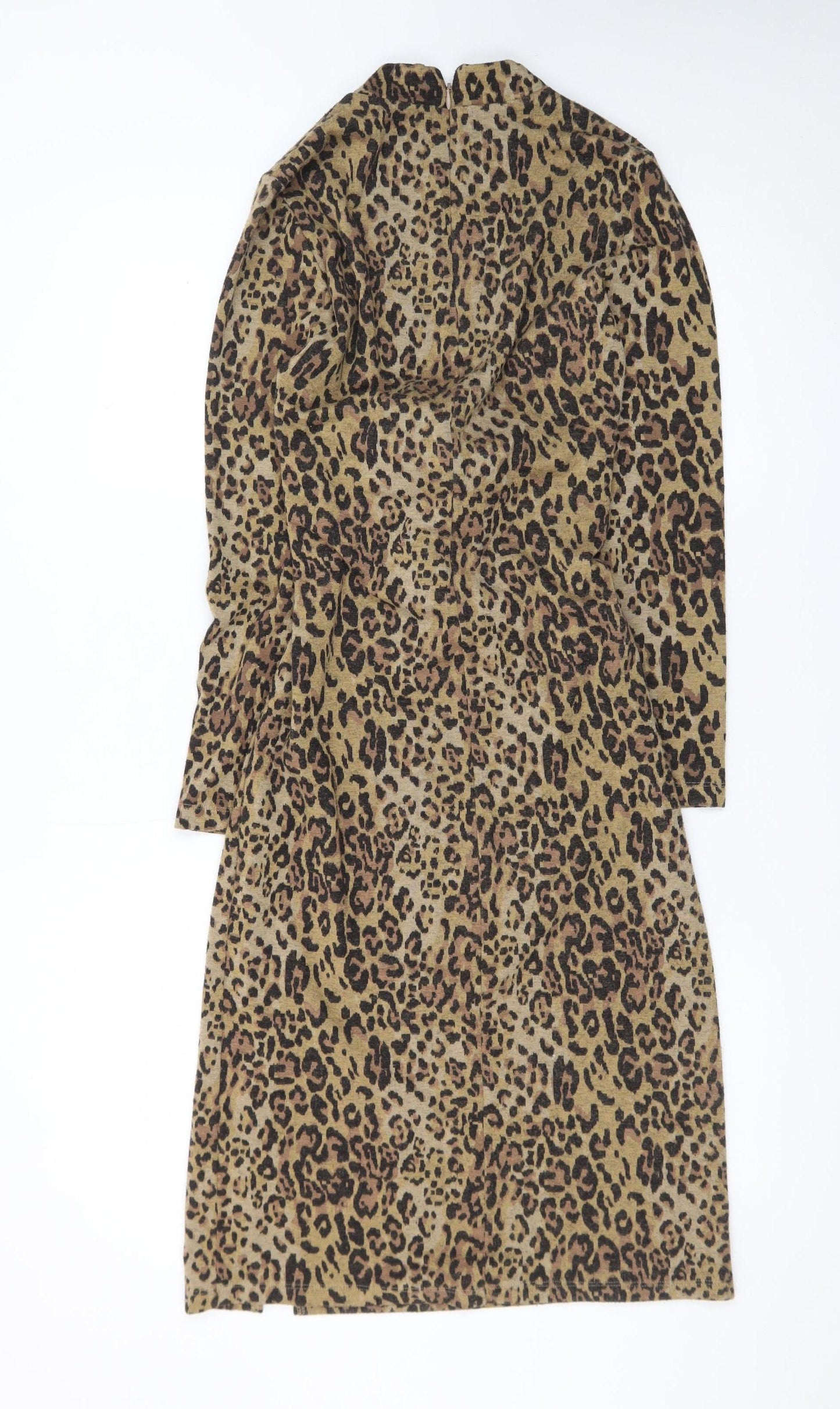 Marks and Spencer Women Brown Leopard Print Knee Length Shift Dress Size 6