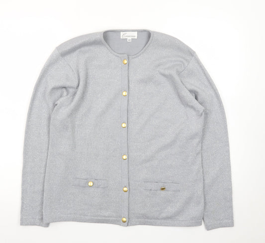Emreco Women's Grey Wool Blend Button Cardigan Size 18