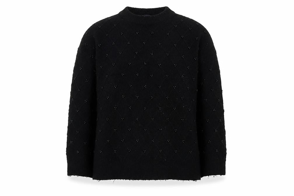 Marks & Spencer Womens Black Wool Beaded Pullover Jumper Size L