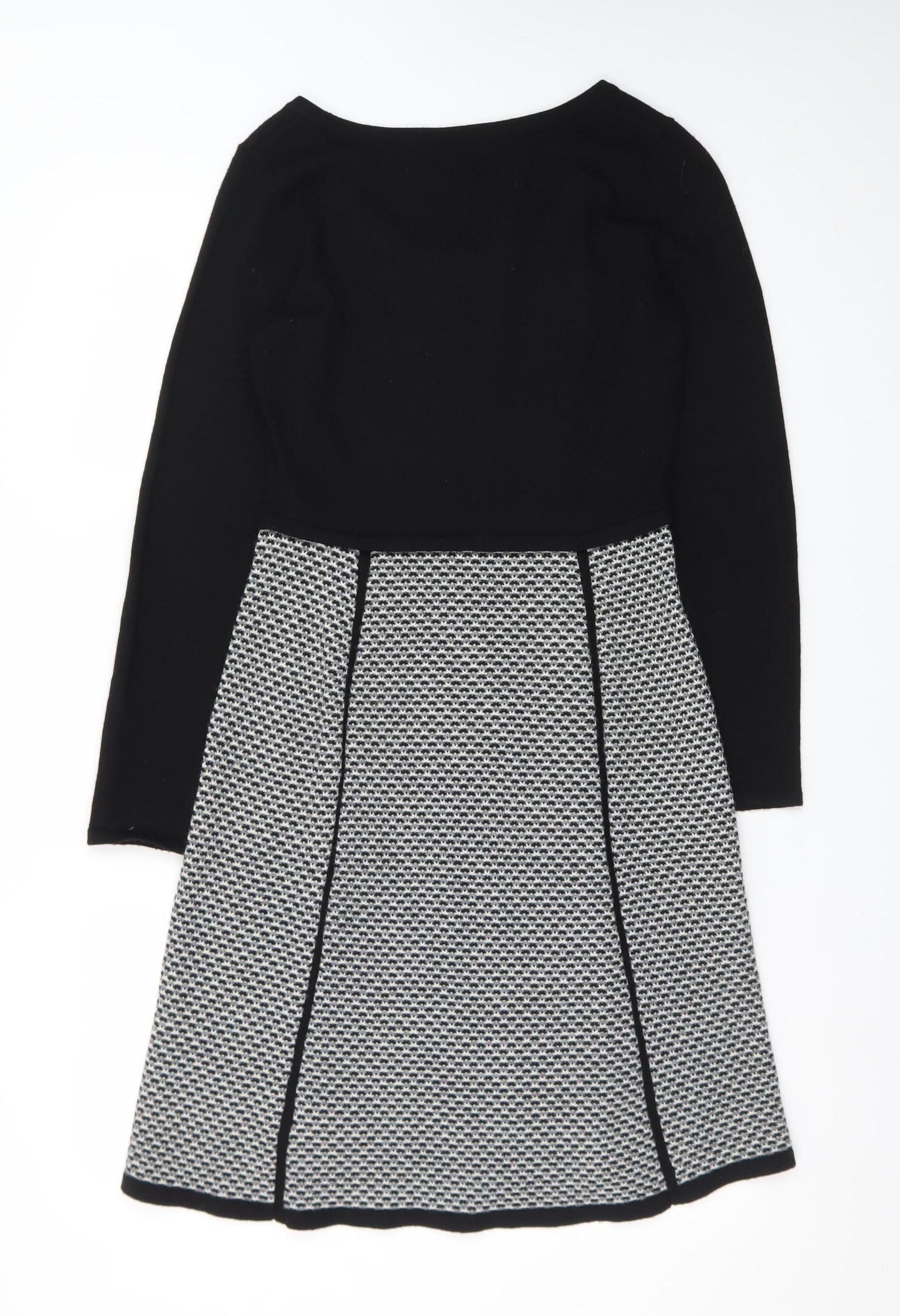 Adrienne Vittadini Women's Black Wool A-Line Dress Size S