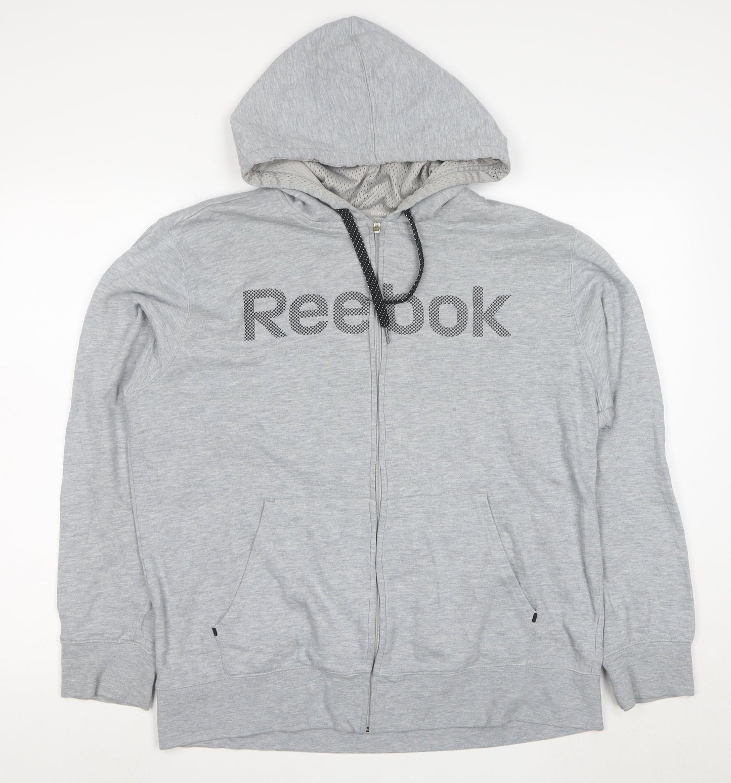 Reebok Men Grey Full Zip Hoodie Size M Regular Fit Sportswear