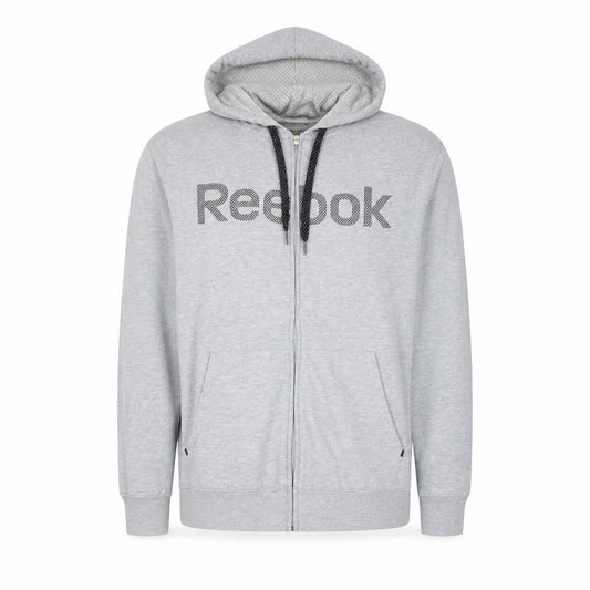 Reebok Men Grey Full Zip Hoodie Size M Regular Fit Sportswear