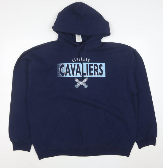 Jerzees Men's Blue XL Pullover Hoodie Lakeland Cavaliers Logo