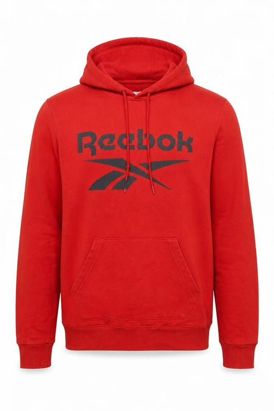 Reebok Men's Red Pullover Hoodie Small Logo Sports Fleece