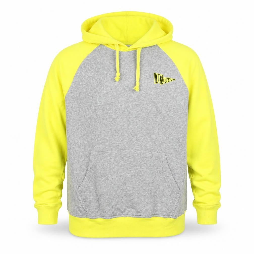 Hurley Men's XL Grey & Yellow Pullover Hoodie with Logo