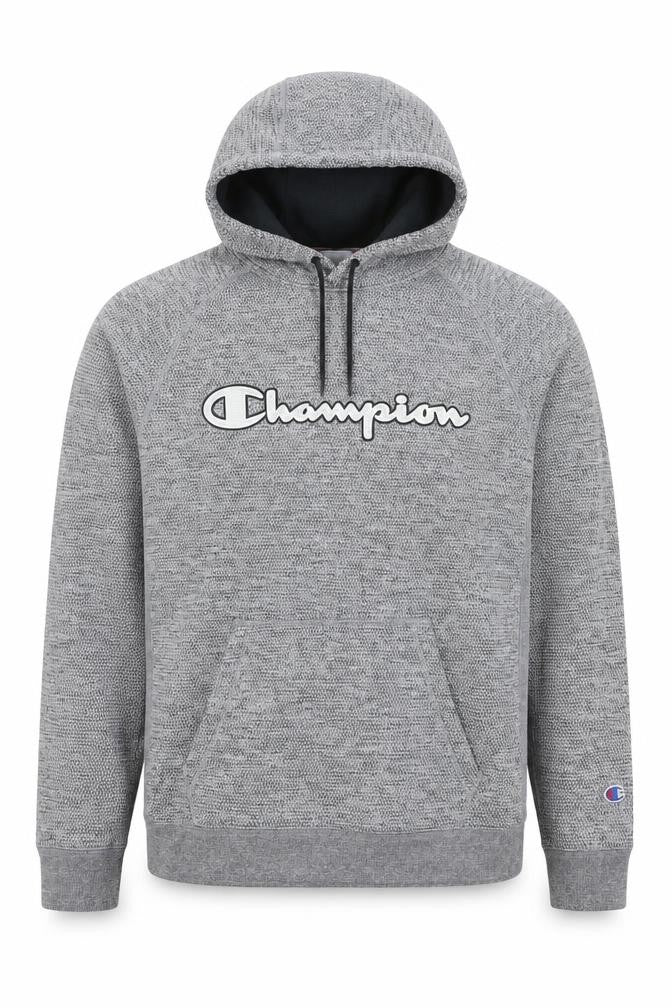 Champion Men’s Grey Pullover Hoodie L Logo Athletic Sweatshirt