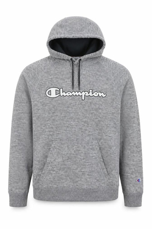 Champion Men’s Grey Pullover Hoodie L Logo Athletic Sweatshirt