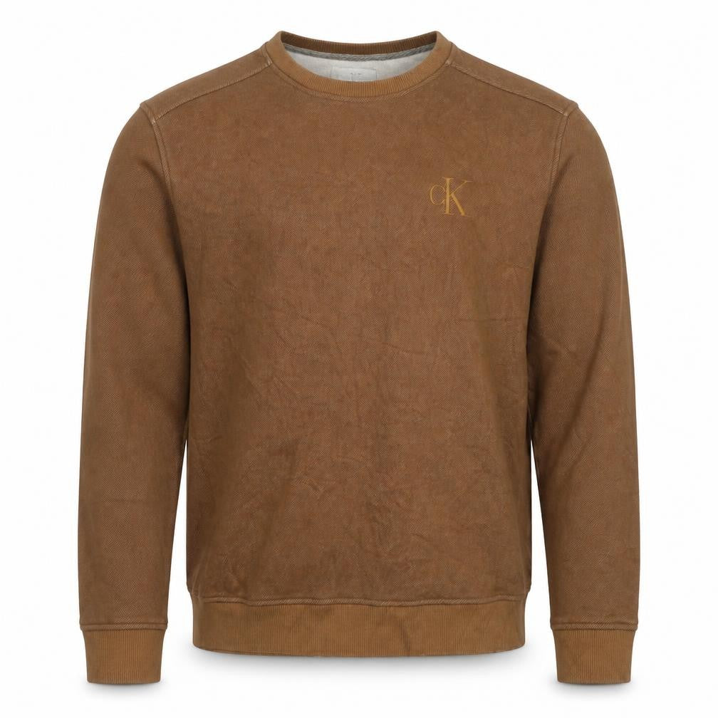 Calvin Klein Jeans Men's Brown Embroidered Logo Sweatshirt L