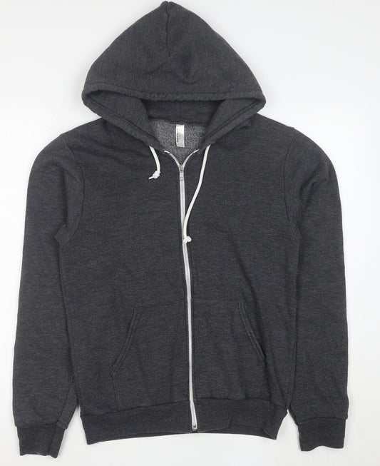 American Apparel Womens Dark Grey Full Zip Hoodie Size S Cotton Blend Graphic