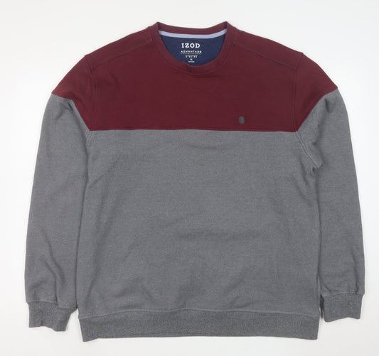 IZOD Men’s Grey Burgundy Colour Block Stretch Sweatshirt XL
