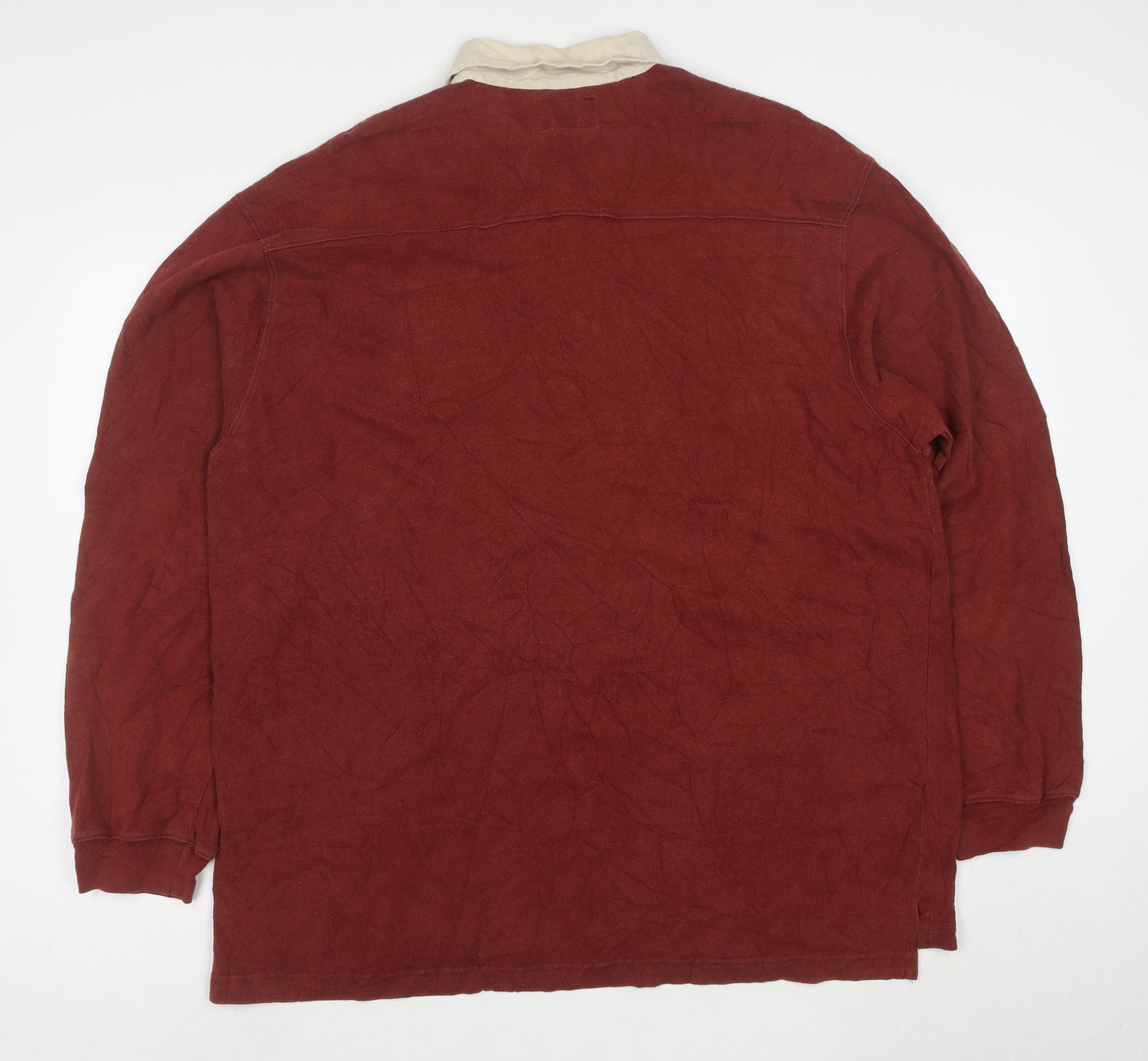 American Eagle Men's Red Long Sleeve Polo XL 100% Cotton Casual Top