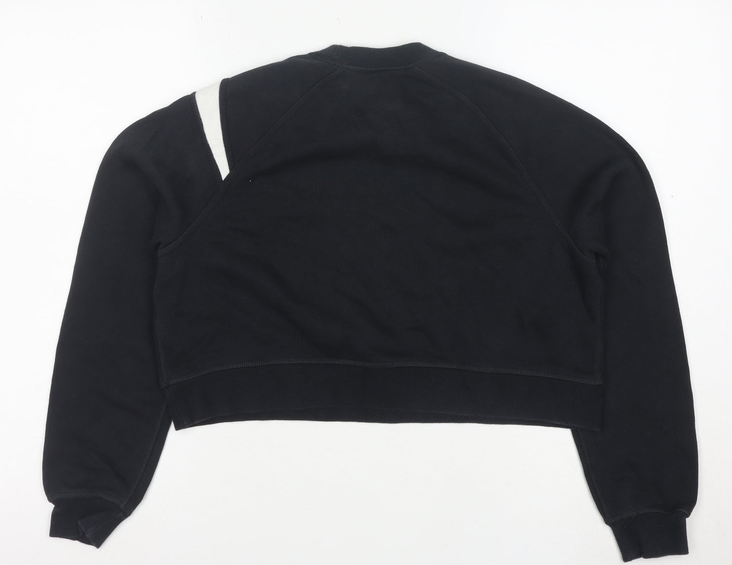 Nike Womens Black Swoosh Cropped Crew Neck Sweatshirt Size S