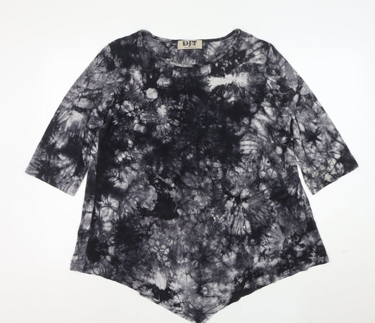 DJT Womens Grey Tie-Dye 3/4 Sleeve Tunic Top Size 2XL