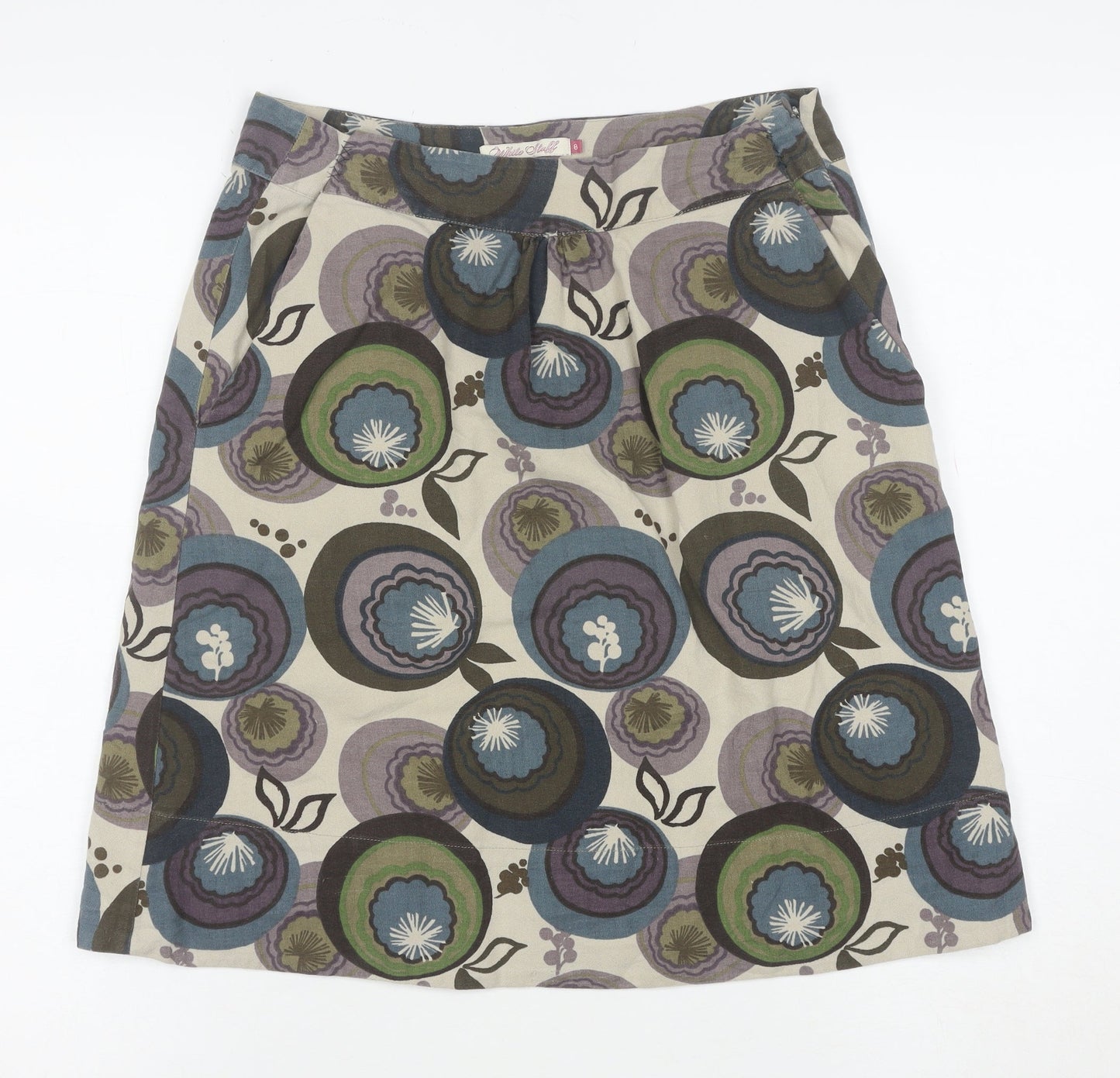 White Stuff Womens Multicoloured Floral A-Line Knee Length Cotton Skirt Size 8