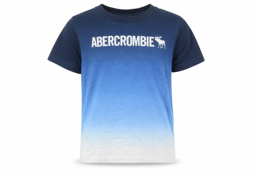 Abercrombie & Fitch Kids Boys Blue Ombre Logo Short Sleeve Cotton T-Shirt 7-8 Years