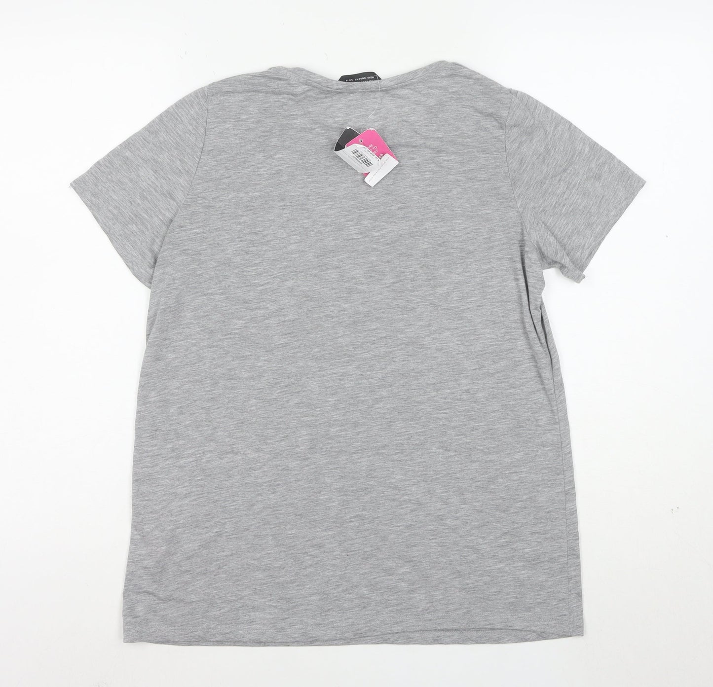 Dorothy Perkins Women Grey Sequin Heart Short Sleeve T-Shirt Size 14