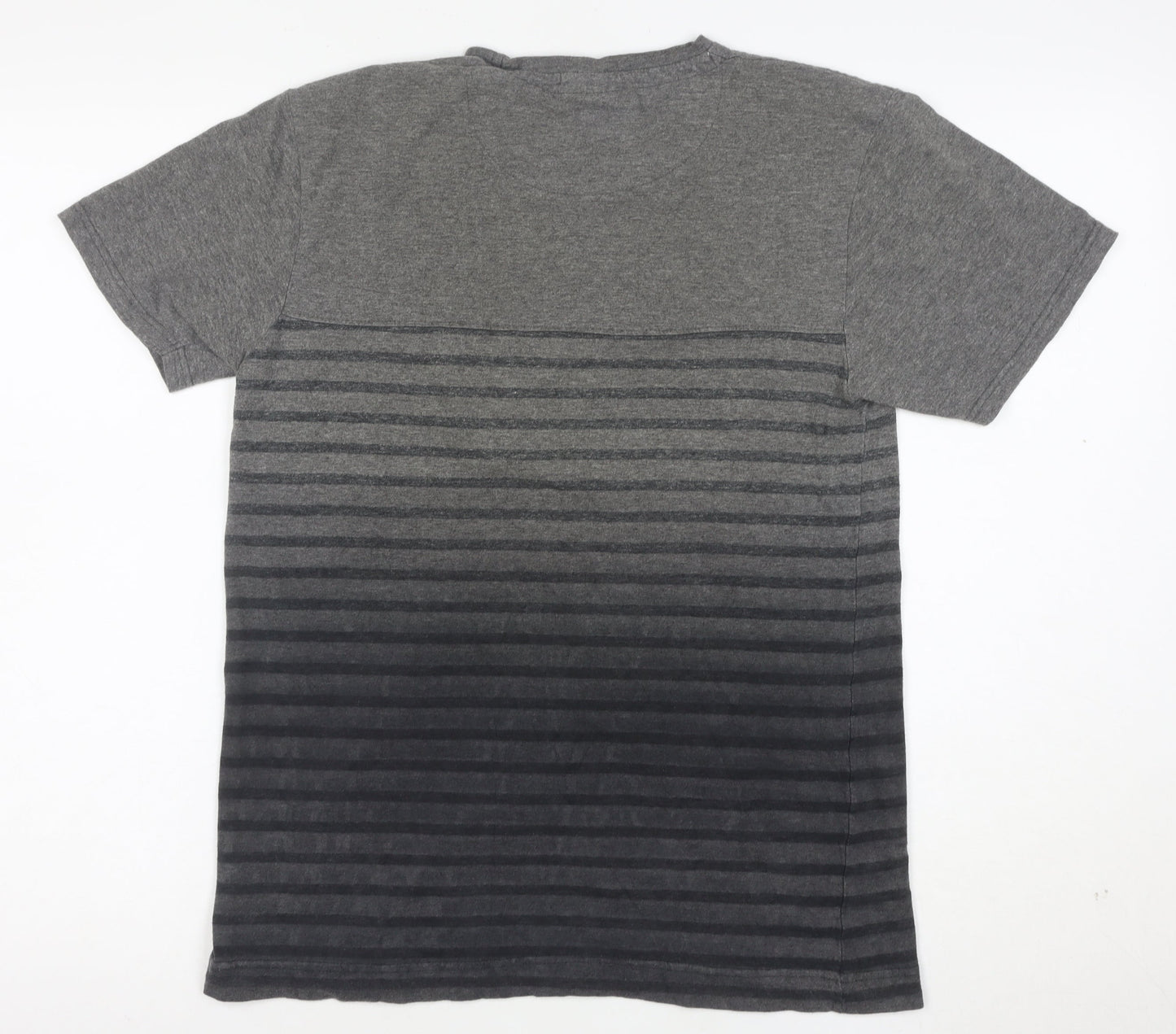 Lee Cooper Men's Grey Striped Crew Neck Short Sleeve T-Shirt Size S
