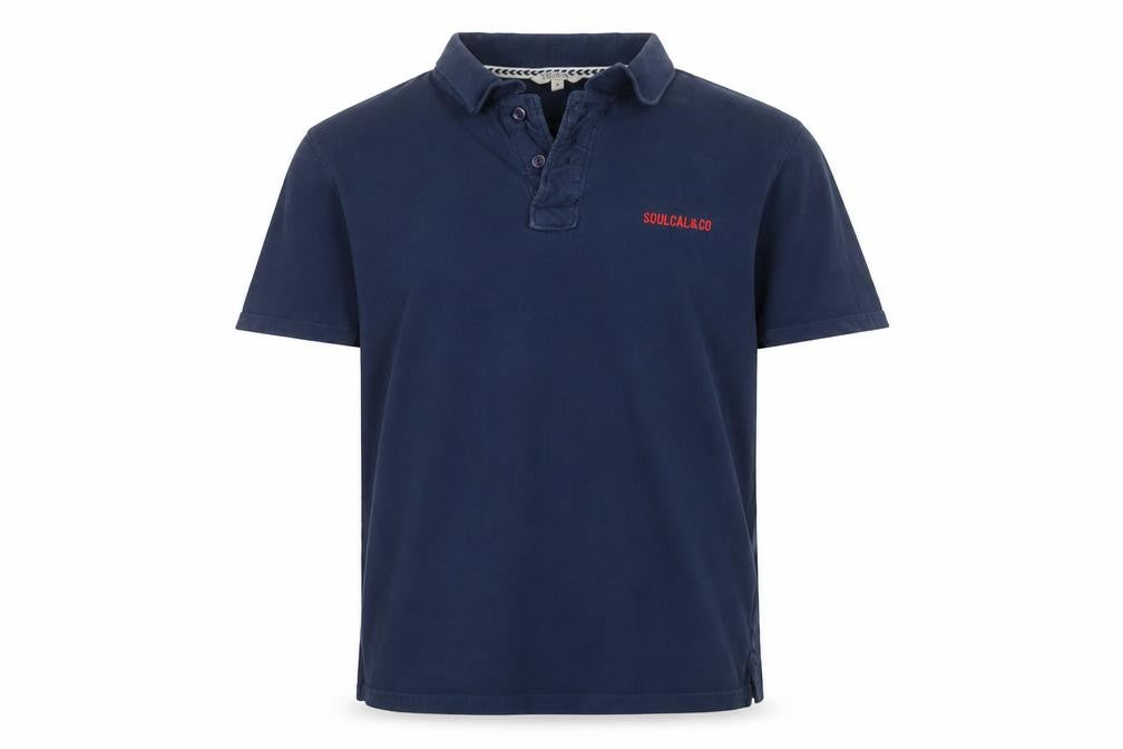 SoulCal Men's Blue Cotton Short Sleeve Polo Shirt L