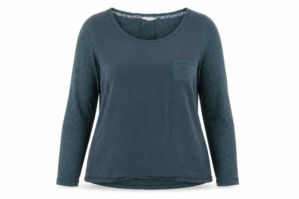 Fat Face Women's Blue Long Sleeve Blouse Size 14 Viscose Cotton Mix